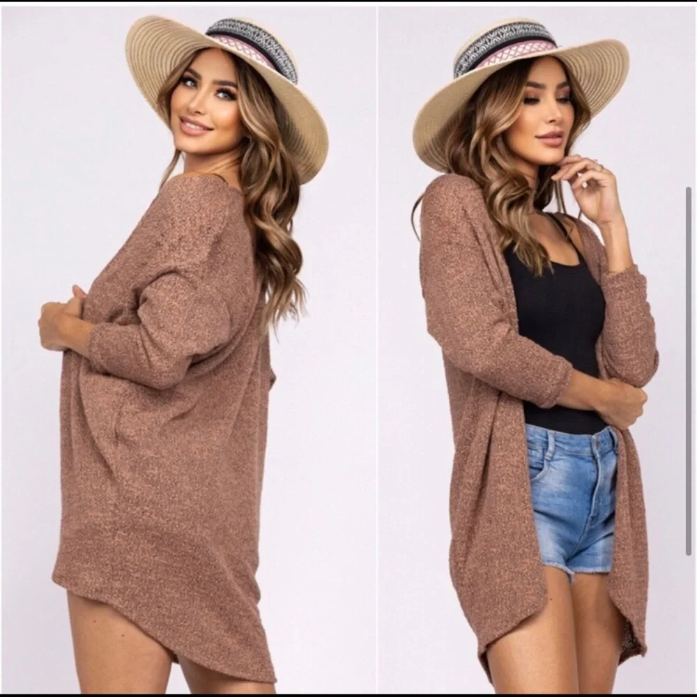 LAST ONE: Women’s lightweight cropped sleeve summer to fall open cardigan knit - Picture 2 of 2